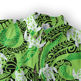 Turtle Floral Aloha Beach Shirt, Green Polynesian Ocean Turtle Shirt - The Palmix
